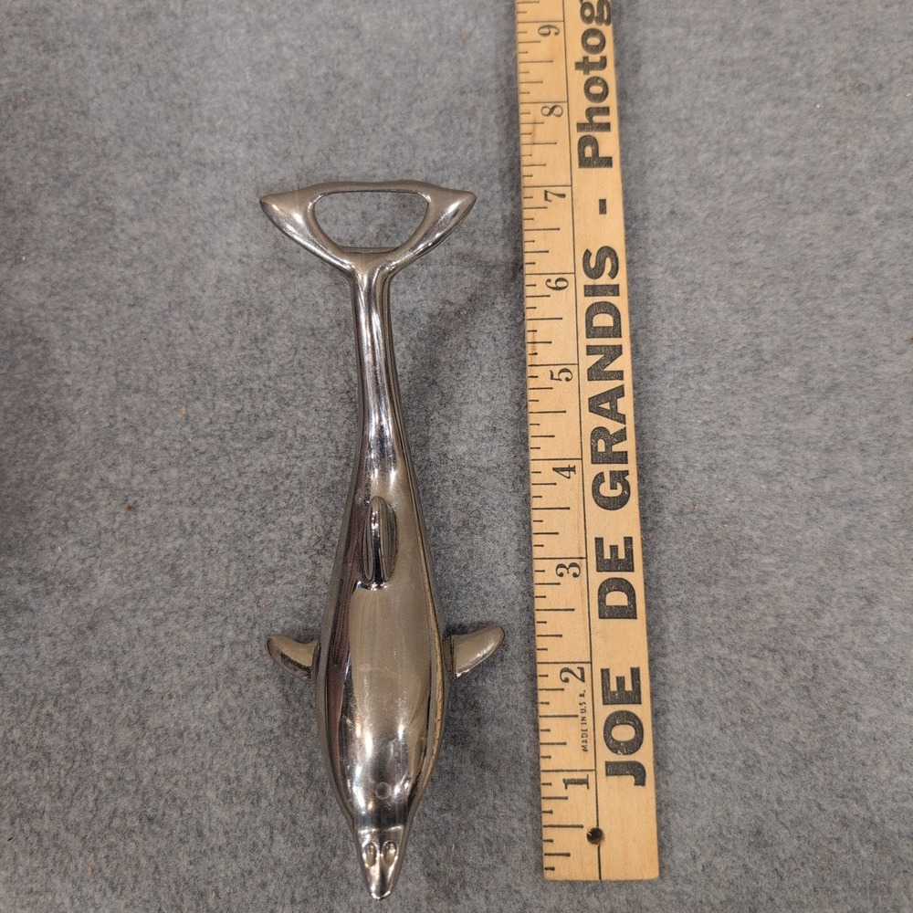Vintage Silver Dolphin Bottle Opener Metal Nautical Barware Accessory‎ - Picture 6 of 6